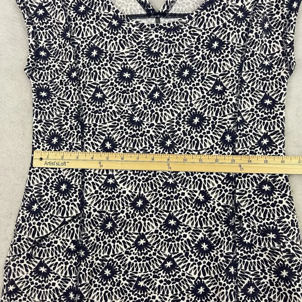 T By Talbots Womens Dress Floral Print Stretch Cotton Blend Blue White Size XS - Picture 5 of 13